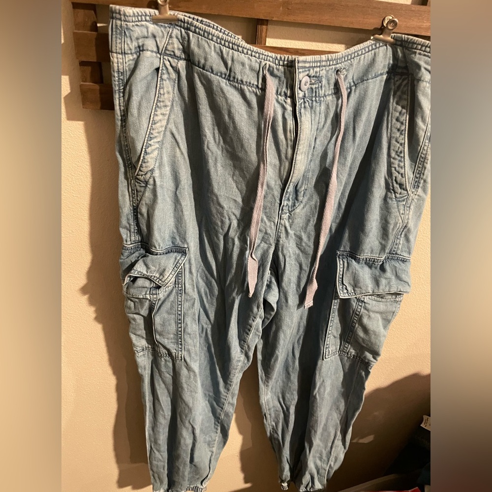 American Eagle Outfitters Denim Blue‎ Cargo Pants Size 14